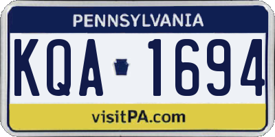 PA license plate KQA1694