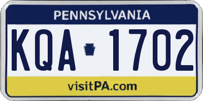 PA license plate KQA1702