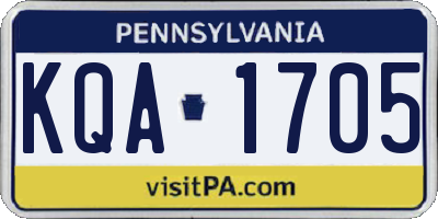PA license plate KQA1705