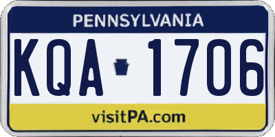 PA license plate KQA1706