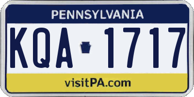 PA license plate KQA1717