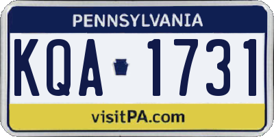 PA license plate KQA1731