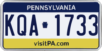 PA license plate KQA1733
