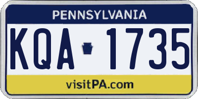 PA license plate KQA1735