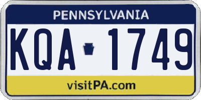 PA license plate KQA1749