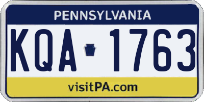 PA license plate KQA1763