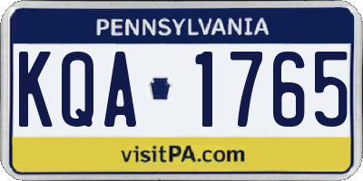 PA license plate KQA1765