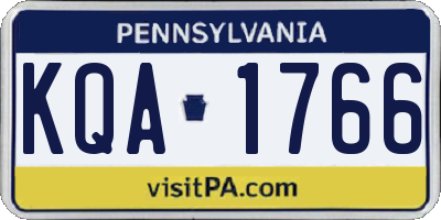 PA license plate KQA1766
