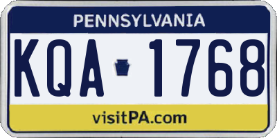 PA license plate KQA1768