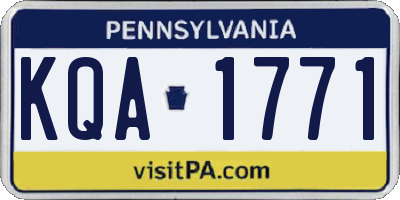 PA license plate KQA1771