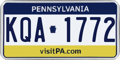 PA license plate KQA1772