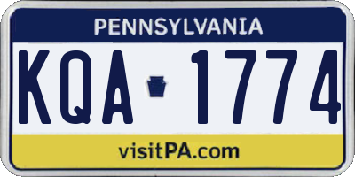 PA license plate KQA1774