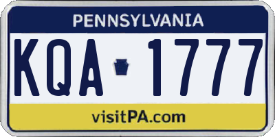 PA license plate KQA1777