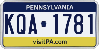 PA license plate KQA1781