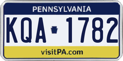 PA license plate KQA1782