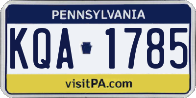 PA license plate KQA1785