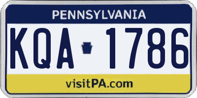 PA license plate KQA1786