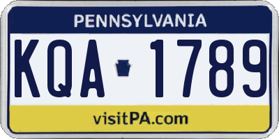 PA license plate KQA1789