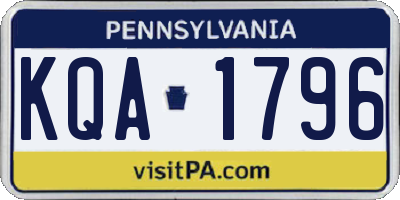 PA license plate KQA1796