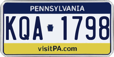 PA license plate KQA1798