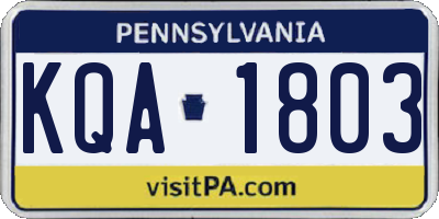 PA license plate KQA1803