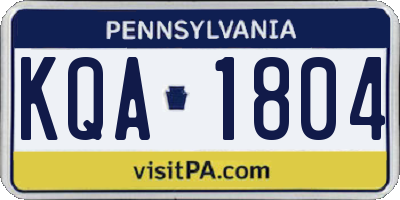 PA license plate KQA1804