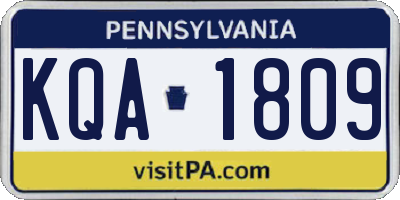 PA license plate KQA1809
