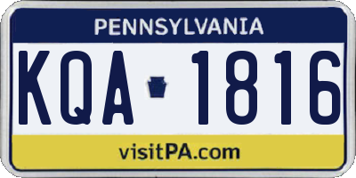 PA license plate KQA1816