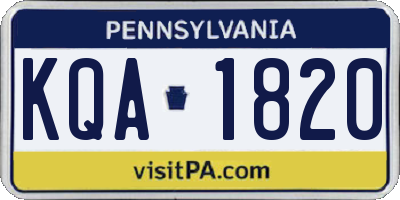 PA license plate KQA1820