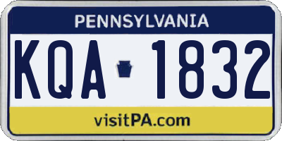PA license plate KQA1832