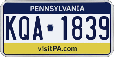 PA license plate KQA1839
