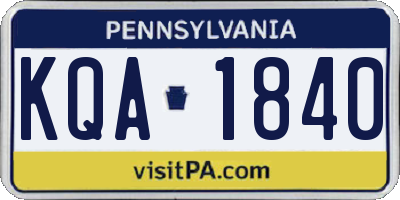 PA license plate KQA1840