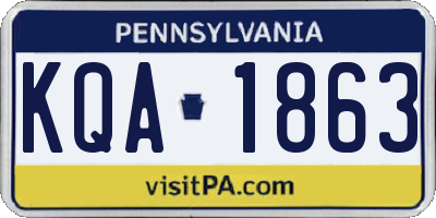 PA license plate KQA1863