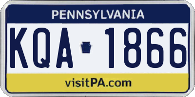 PA license plate KQA1866