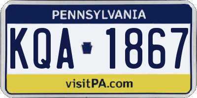 PA license plate KQA1867
