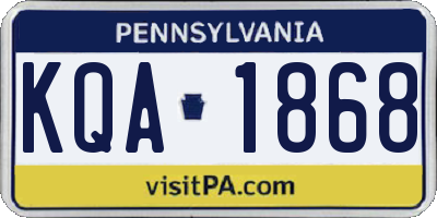 PA license plate KQA1868