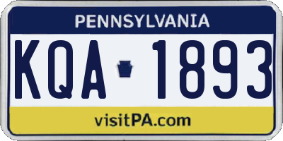 PA license plate KQA1893