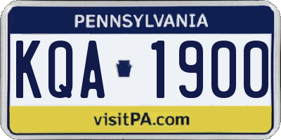 PA license plate KQA1900