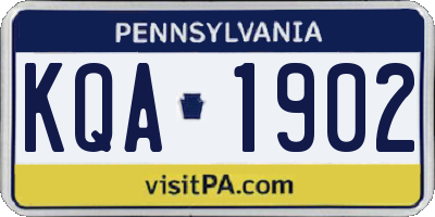 PA license plate KQA1902