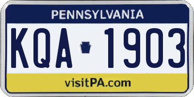 PA license plate KQA1903