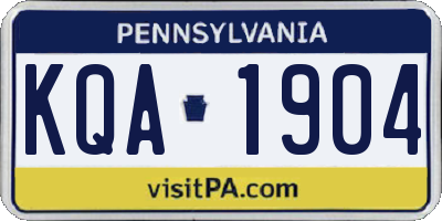 PA license plate KQA1904