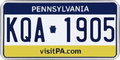 PA license plate KQA1905