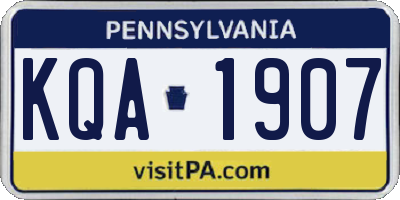 PA license plate KQA1907