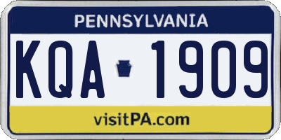 PA license plate KQA1909