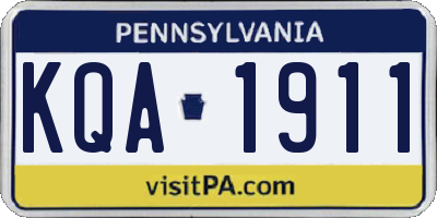 PA license plate KQA1911