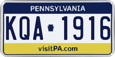 PA license plate KQA1916