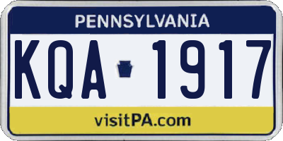 PA license plate KQA1917
