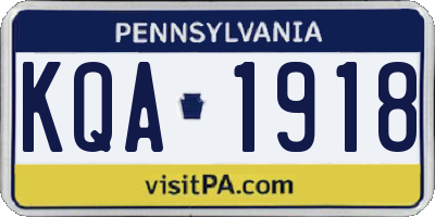 PA license plate KQA1918