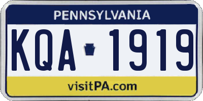 PA license plate KQA1919
