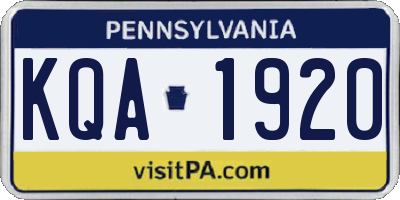 PA license plate KQA1920